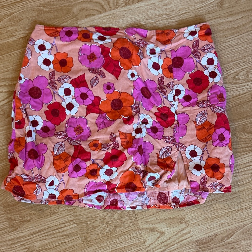 Urban Outfitters Pink & Orange Floral Mini Skirt